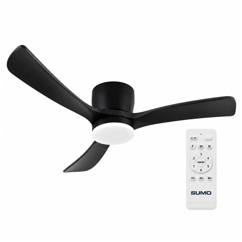 VENTILADOR DE TECHO SUMO VT60 NEGRO LED 52' 3 ASPAS DE MADERA NEGRO - 1