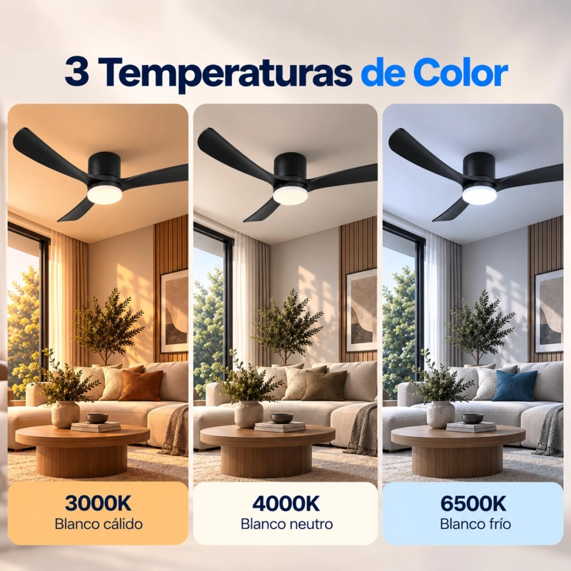 VENTILADOR DE TECHO SUMO VT60 NEGRO LED 52' 3 ASPAS DE MADERA NEGRO - 3