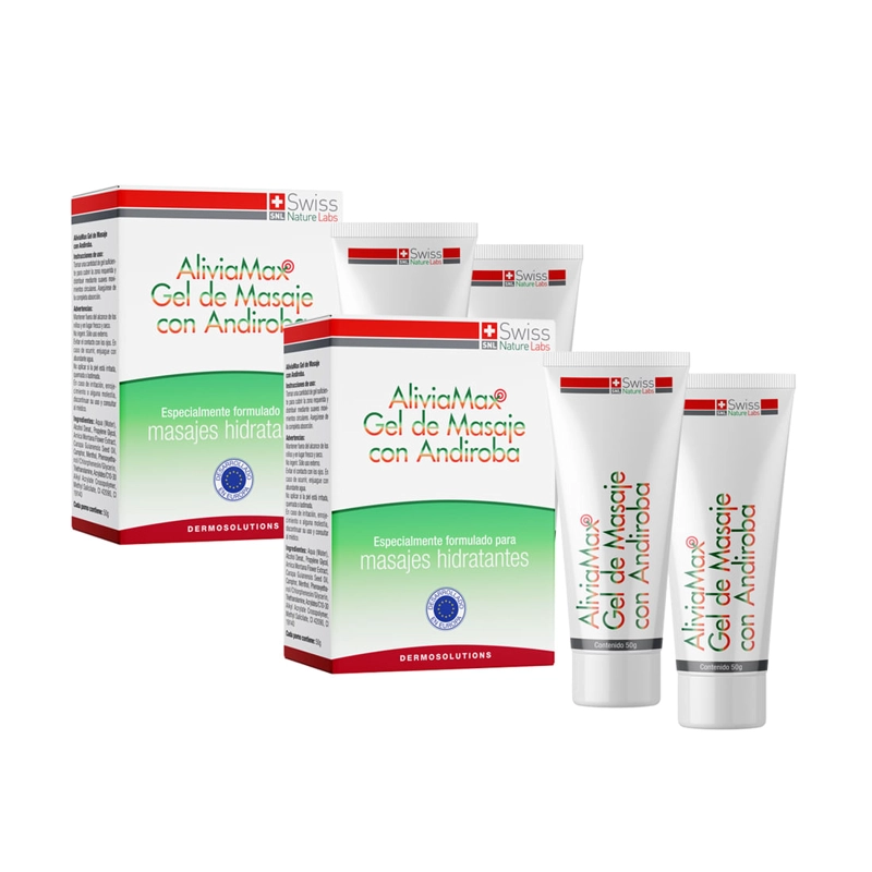 GEL MASAJE CUERPO SWISS NATURE LABS 4 FRASCOS ALIVIAMAX CON ANDIROBA 2 MESES - 2