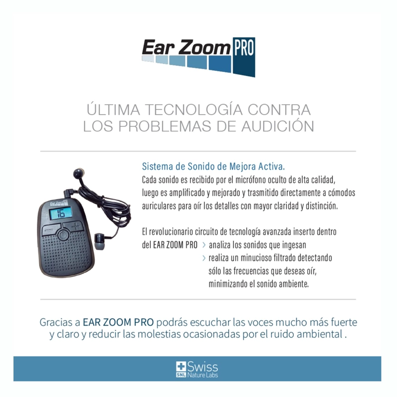 AMPLIFICADOR AUDITIVO SWISS NATURE LABS EAR ZOOM PRO - 8
