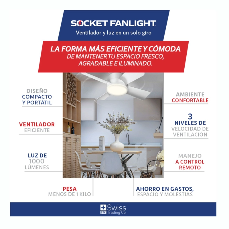 SOCKET SWISS NATURE LABS 29 WATTS FAN LIGHT UNITARIO - 5