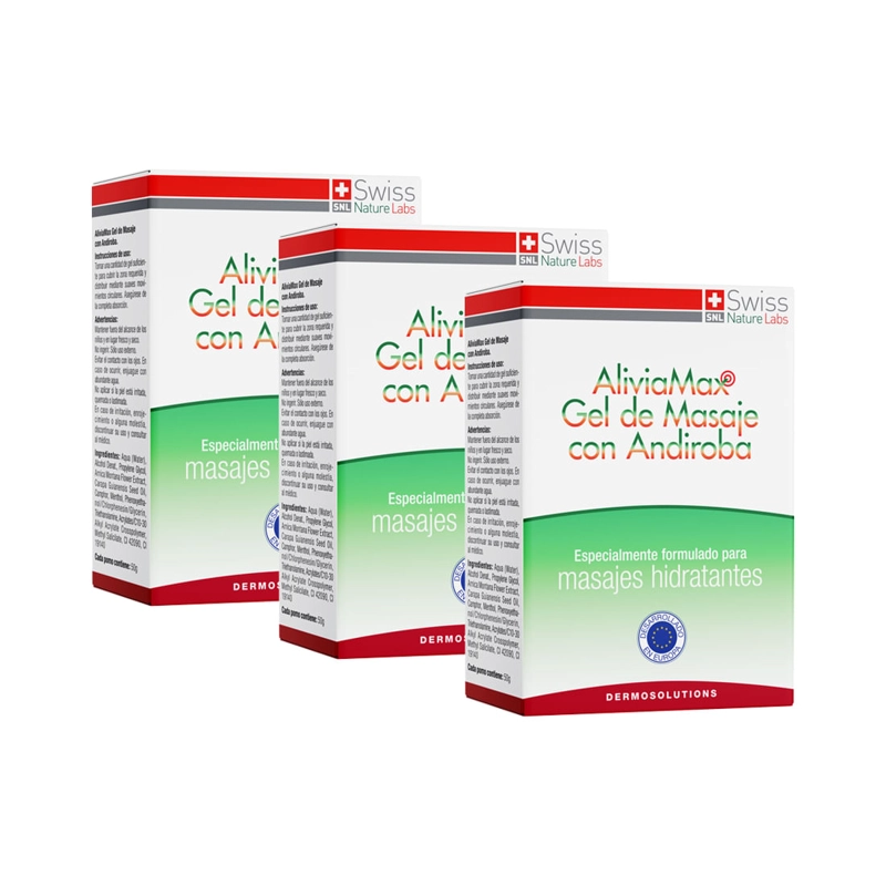 GEL MASAJE CUERPO SWISS NATURE LABS 6 FRASCOS ALIVIAMAX ANDIROBA 3 MESES - 1