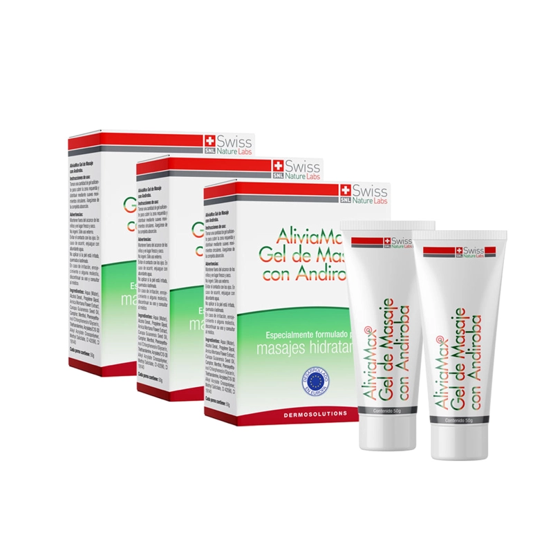 GEL MASAJE CUERPO SWISS NATURE LABS 6 FRASCOS ALIVIAMAX ANDIROBA 3 MESES - 3