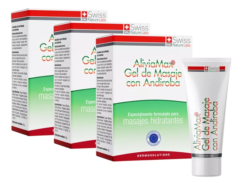 GEL MASAJE CUERPO SWISS NATURE LABS 6 FRASCOS ALIVIAMAX ANDIROBA 3 MESES - 5