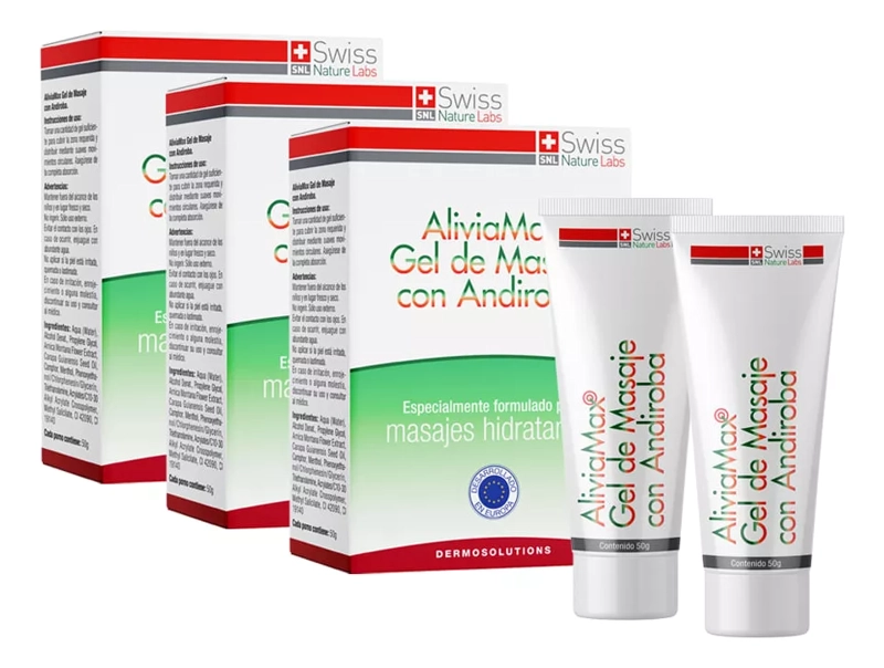 GEL MASAJE CUERPO SWISS NATURE LABS 6 FRASCOS ALIVIAMAX ANDIROBA 3 MESES - 6