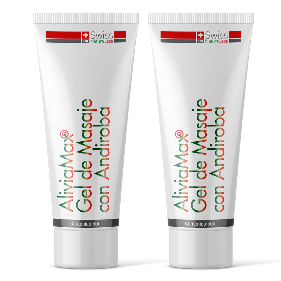GEL MASAJE CUERPO SWISS NATURE LABS 2 FRASCOS ALIVIAMAX ANDIROBA 1 MES - 2