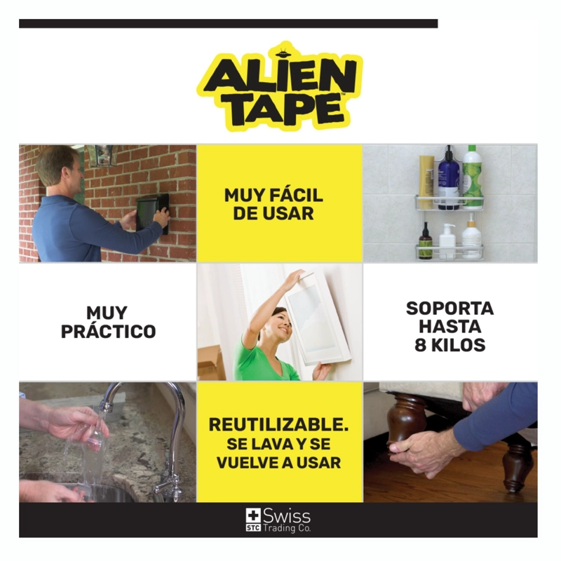 SET 3 CINTAS SWISS TRADING CO ALIEN TAPE ADHESIVAS DOBLE CARA - 5
