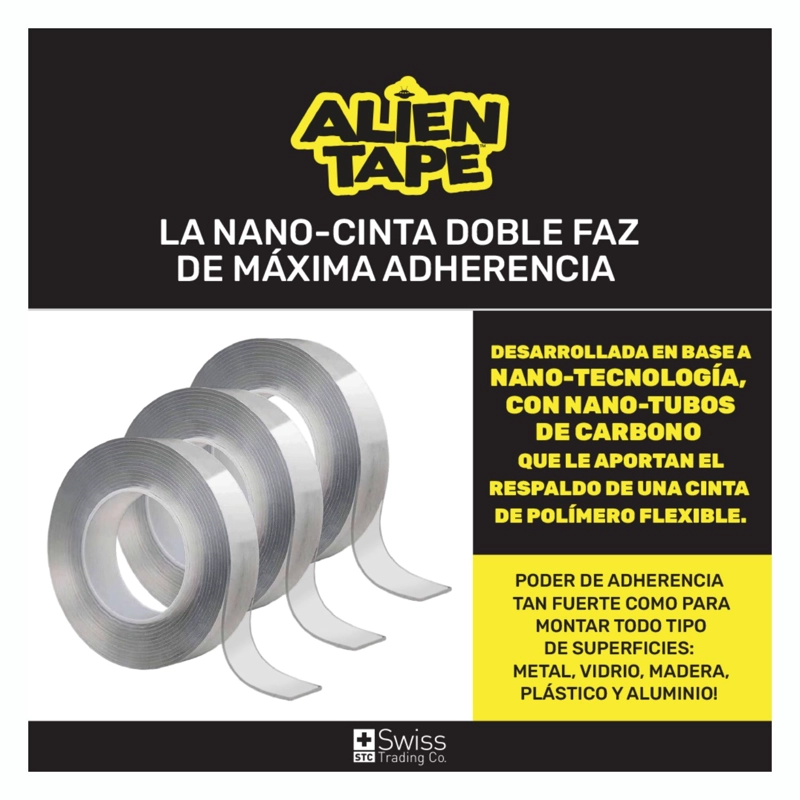 SET 3 CINTAS SWISS TRADING CO ALIEN TAPE ADHESIVAS DOBLE CARA - 6
