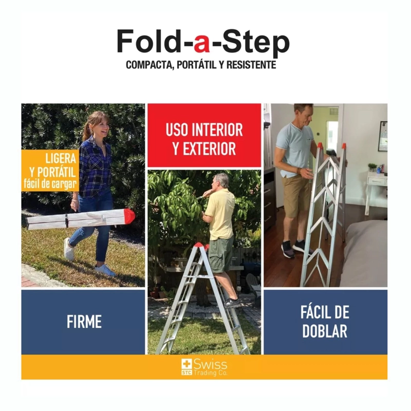 ESCALERA PORTATIL SWISS TRADING CO FOLD A STEP COMPACTA 4 PELDAÑOS - 7