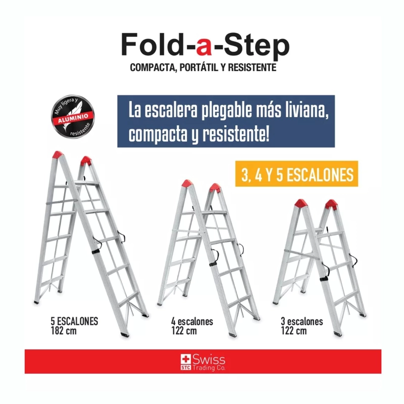 ESCALERA PORTATIL SWISS TRADING CO FOLD A STEP COMPACTA 4 PELDAÑOS - 8
