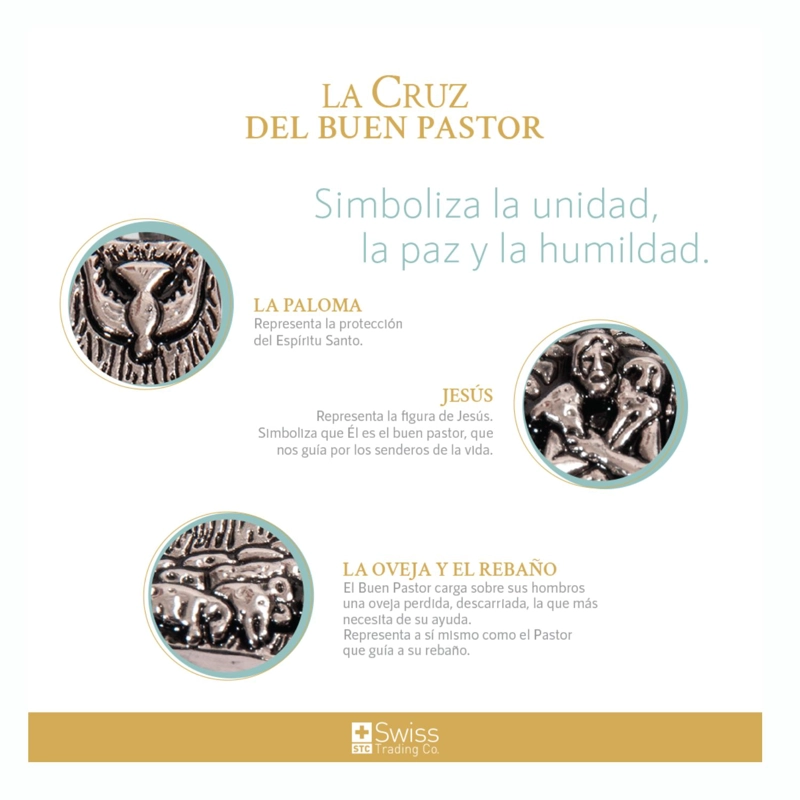CADENA SWISS TRADING CO BAÑO ORO 18K CRUZ DEL BUEN PASTOR - 4