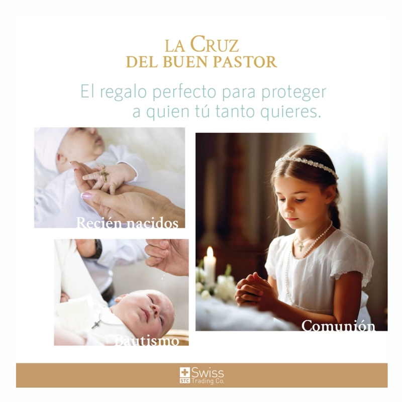 CADENA SWISS TRADING CO BAÑO ORO 18K CRUZ DEL BUEN PASTOR - 6