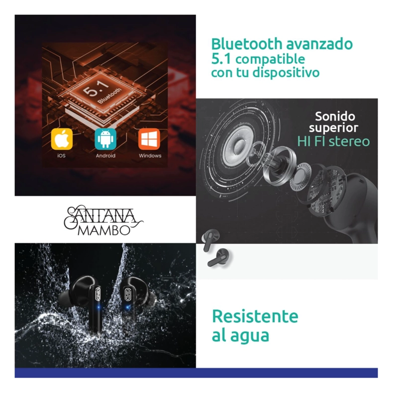 SANTANA MAMBO AURICULARES INALAMBRICOS CON BLUETOOTH - 4
