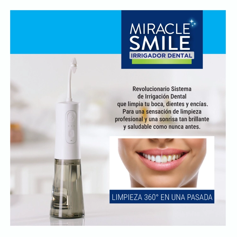 IRRIGADOR DENTA Y CABLE DE CARGA USB MIRACLE SMILE L + 3 CABEZALES - 5
