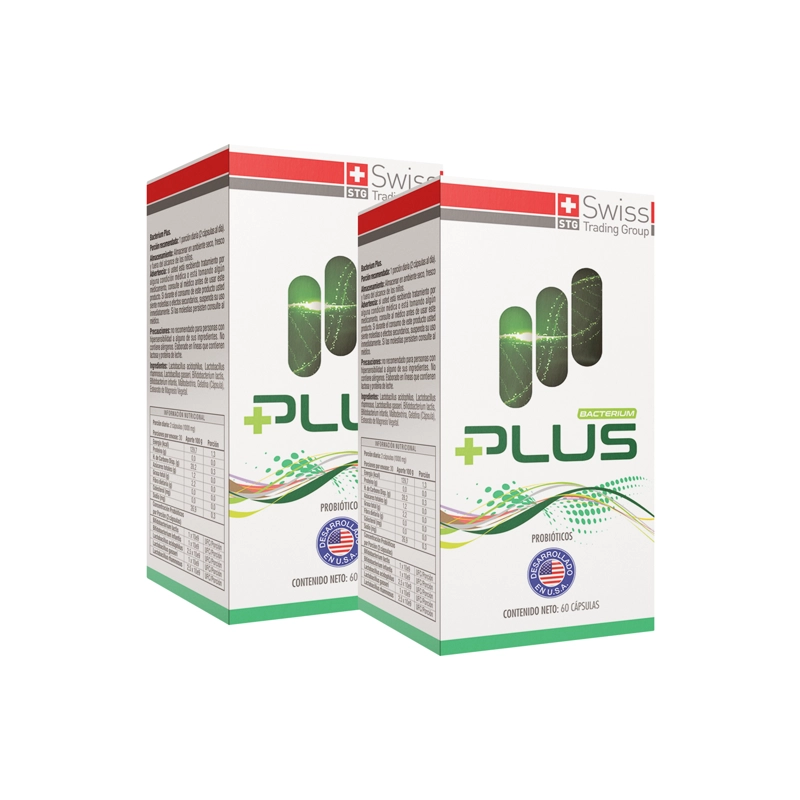 PACK 2 FRASCOS SUPLEMENTO SWISS NATURE LABS BACTERIUM PLUS CADA UNO CAPSULAS 60 UN - 1