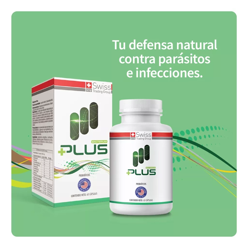 PACK 3 FRASCOS SUPLEMENTO SWISS NATURE LABS BACTERIUM PLUS CADA UNO CAPSULAS 60 UN - 5
