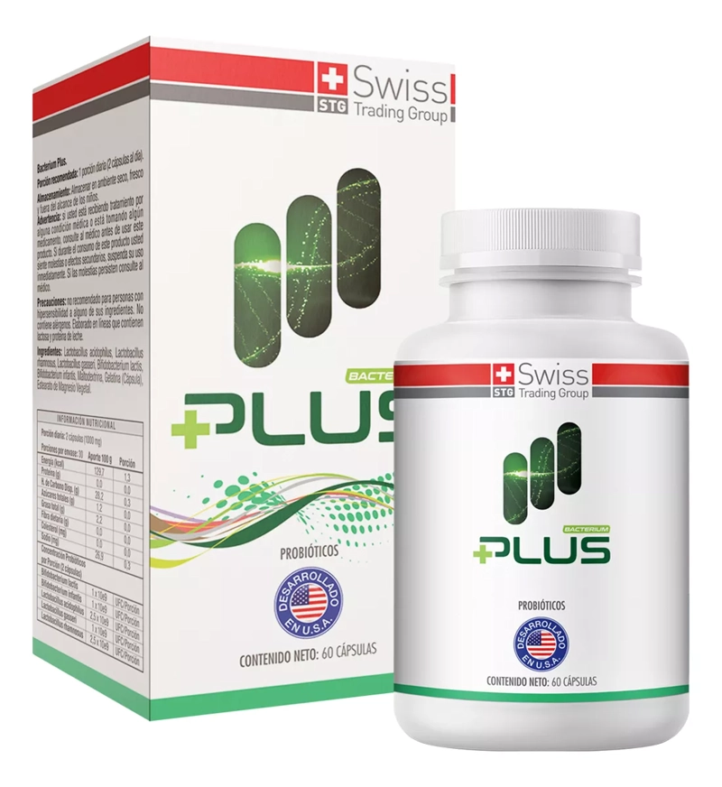 SUPLEMENTO SWISS NATURE LABS BACTERIUM PLUS FRASCO CAPSULAS 60 UN - 3