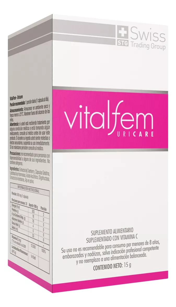 SUPLEMENTO SWISS NATURE LABS VITALFEM URICARE FRASCO CAPSULAS 30 UN - 3