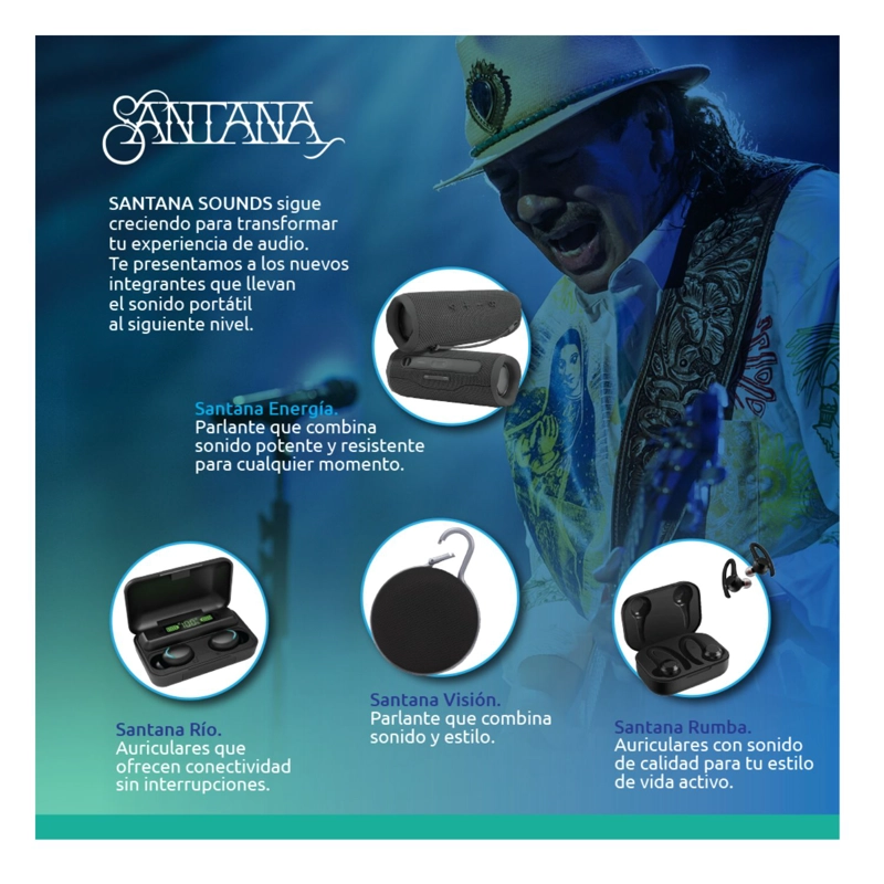 SANTANA RUMBA AURICULARES BLUETOOTH 5.1 HASTA 10 MTS DE ALCANCE - 6