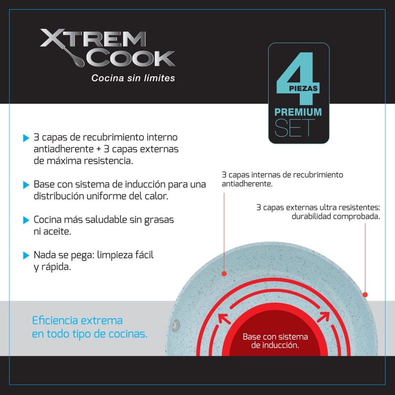 XTREM COOK SET DE SARTENES CON 4 PIEZAS - 6