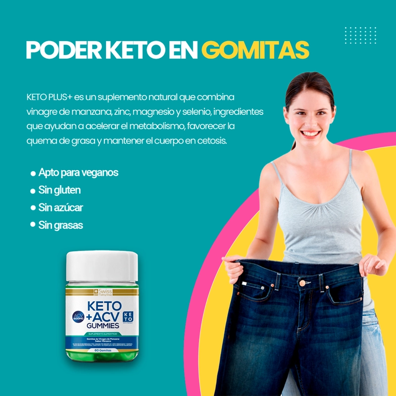 KETO PLUS 120 GOMITAS VINAGRE DE MANZANA QUEMA GRASA SIN AZUCAR - 5