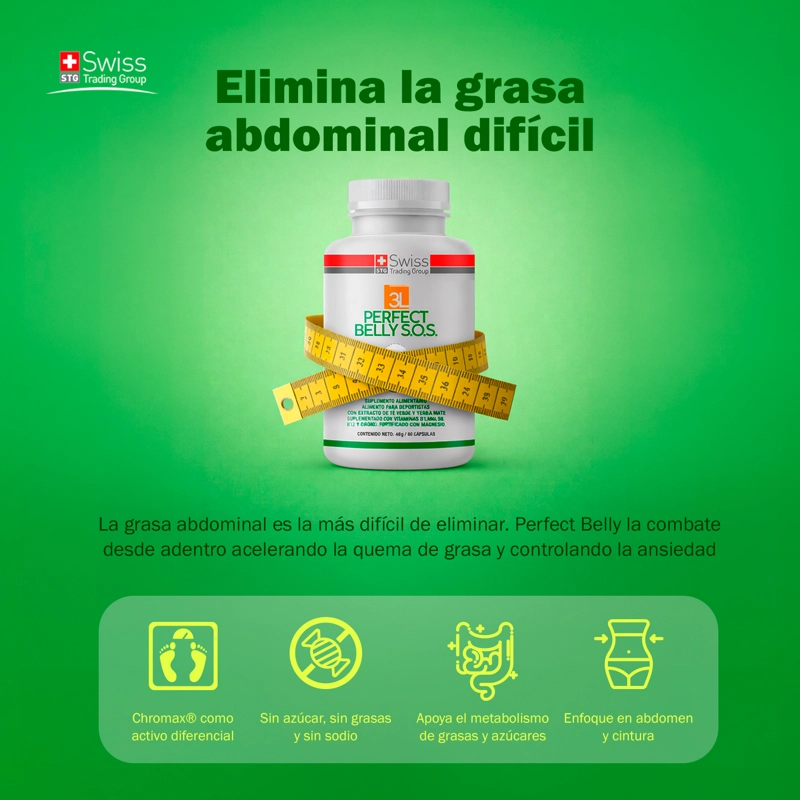 PERFECT BELLY SOS REDUCTOR GRASA ABDOMINAL CONTROL 180 CAPS - 7