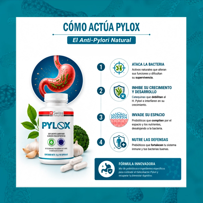 PYLOX EL ANTI-PYLORI NATURAL GASTRITIS REFLUJO 120 CAPS - 7