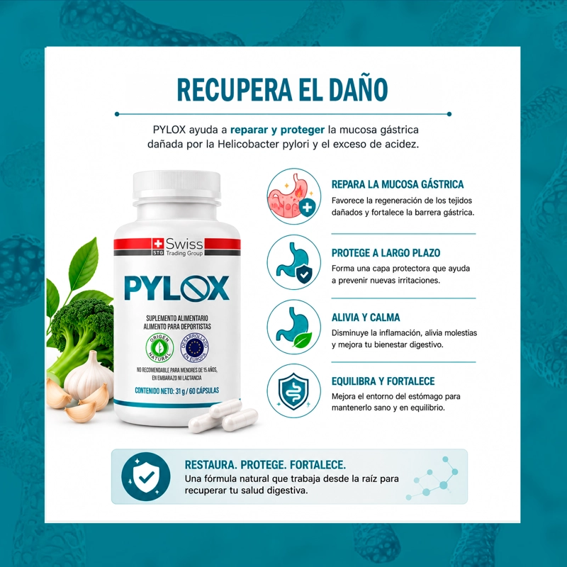PYLOX EL ANTI-PYLORI NATURAL GASTRITIS REFLUJO 60 CAPS - 8