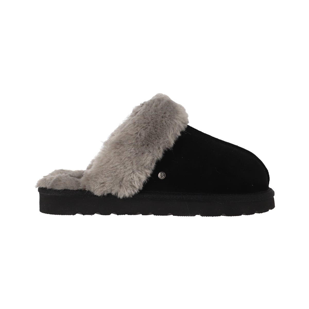 PANTUFLAS MUJER CUERO FUR II NEGRA BAMERS - 1
