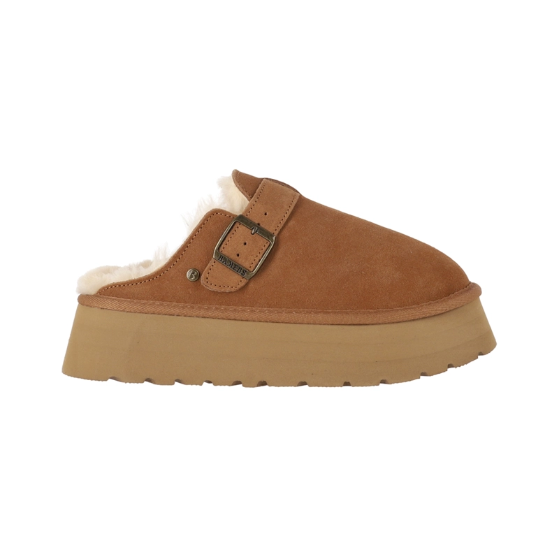 ZUECOS MUJER CUERO RAVELO CARAMEL PLATAFORMA BAMERS - 1