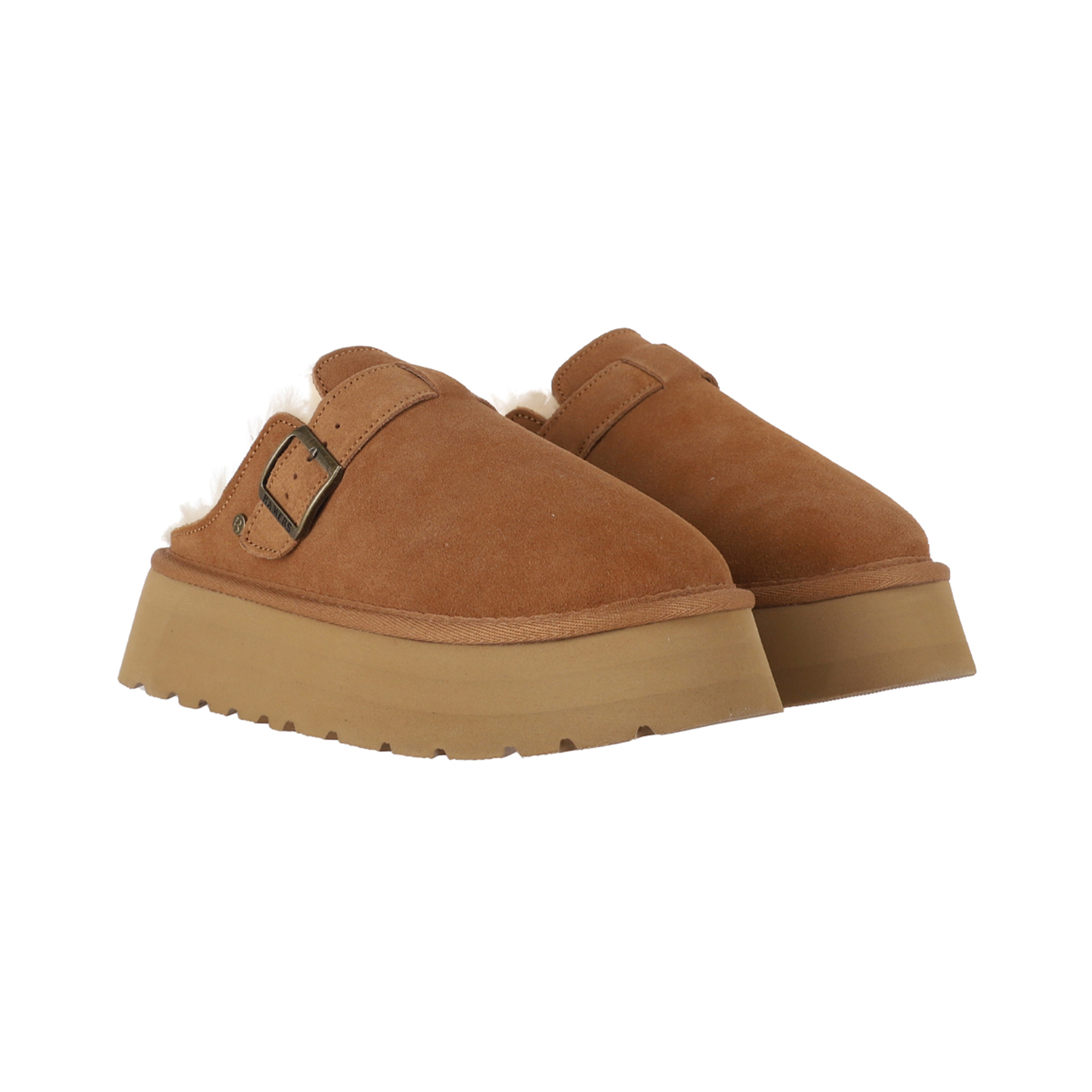 ZUECOS MUJER CUERO RAVELO CARAMEL PLATAFORMA BAMERS - 5