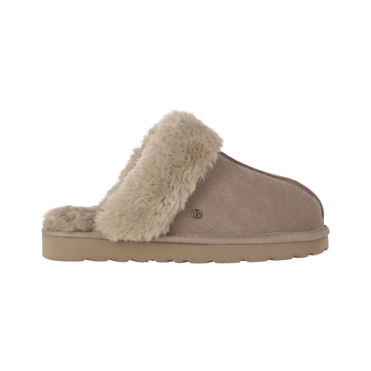 PANTUFLAS MUJER CUERO FUR II TAUPE BAMERS - 1