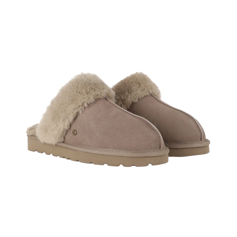 PANTUFLAS MUJER CUERO FUR II TAUPE BAMERS - 5