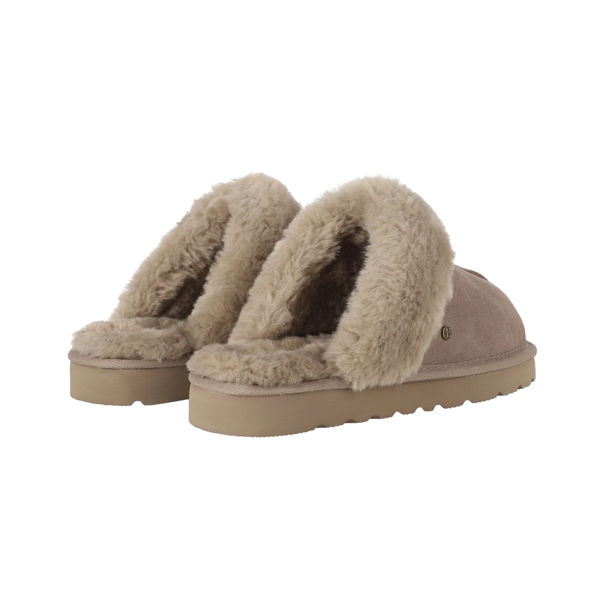 PANTUFLAS MUJER CUERO FUR II TAUPE BAMERS - 6