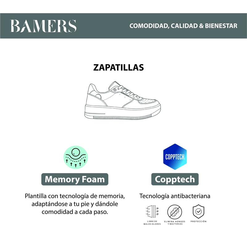 ZAPATILLAS MUJER BAMERS VERACRUZ BLANCO/ROSADO - 7
