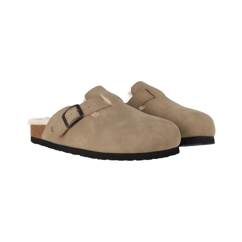 ZUECOS MUJER CLASSIC BUCKLE FUR BEIGE BAMERS - 4