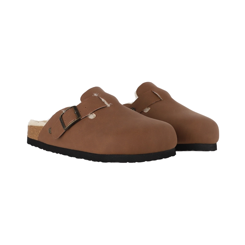 ZUECOS MUJER CLASSIC BUCKLE FUR CARAMEL BAMERS - 5