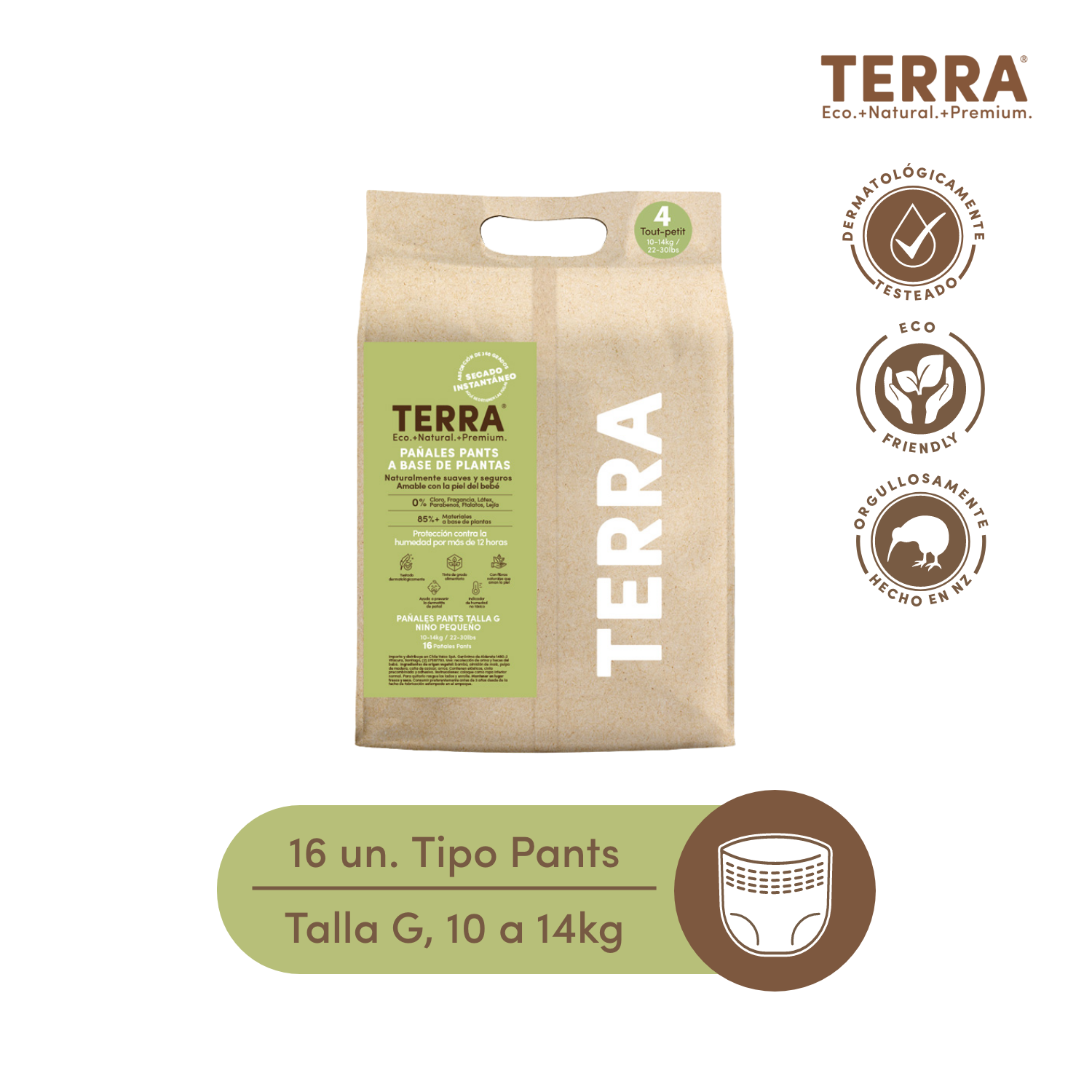 PANTS PAÑALES BIODEGRADABLES TERRA TALLA G 16 UNS - 1