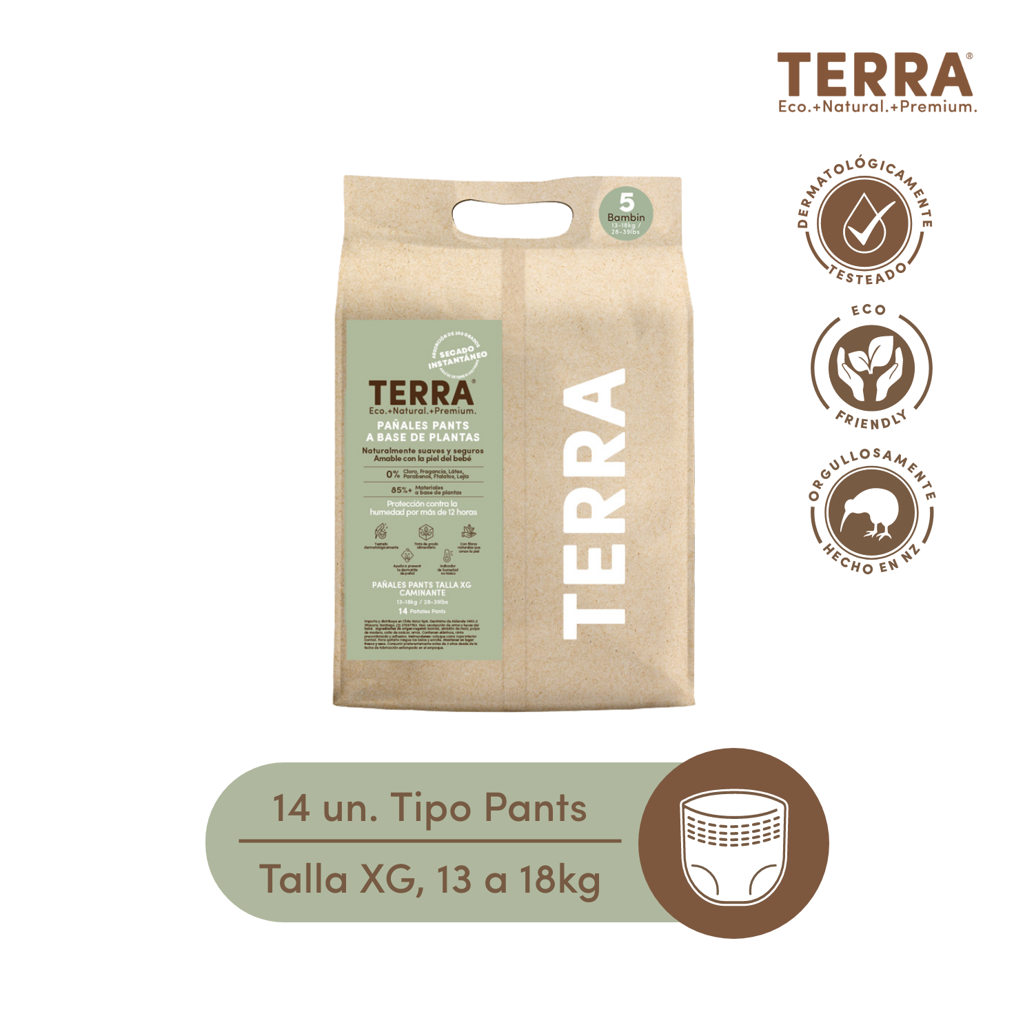 PAÑALES PANTS TERRA BIODEGRADABLES 14 UND TALLA XG - 1