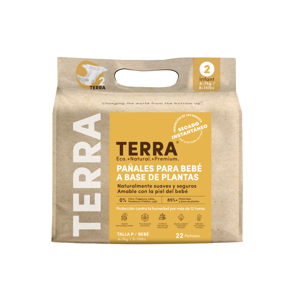 PAÑALES TERRA BIODEGRADABLES 22 UND TALLA P - 2