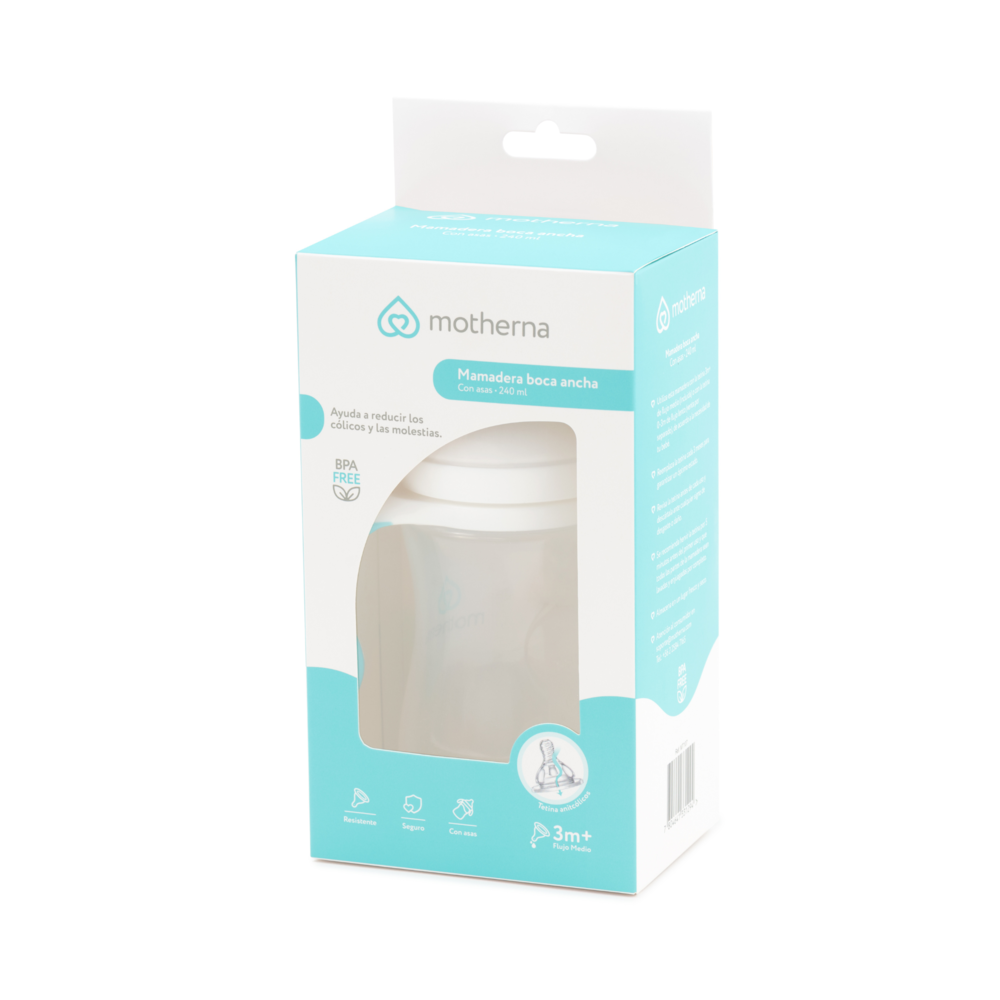 MAMADERA BOCA ANCHA CON ASAS MOTHERNA 240 ML - 3