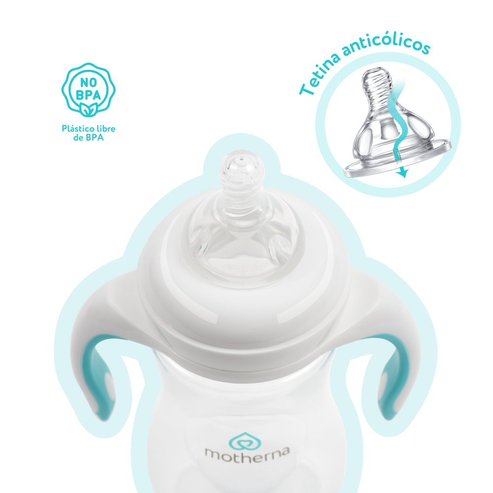 MAMADERA BOCA ANCHA CON ASAS MOTHERNA 240 ML - 4