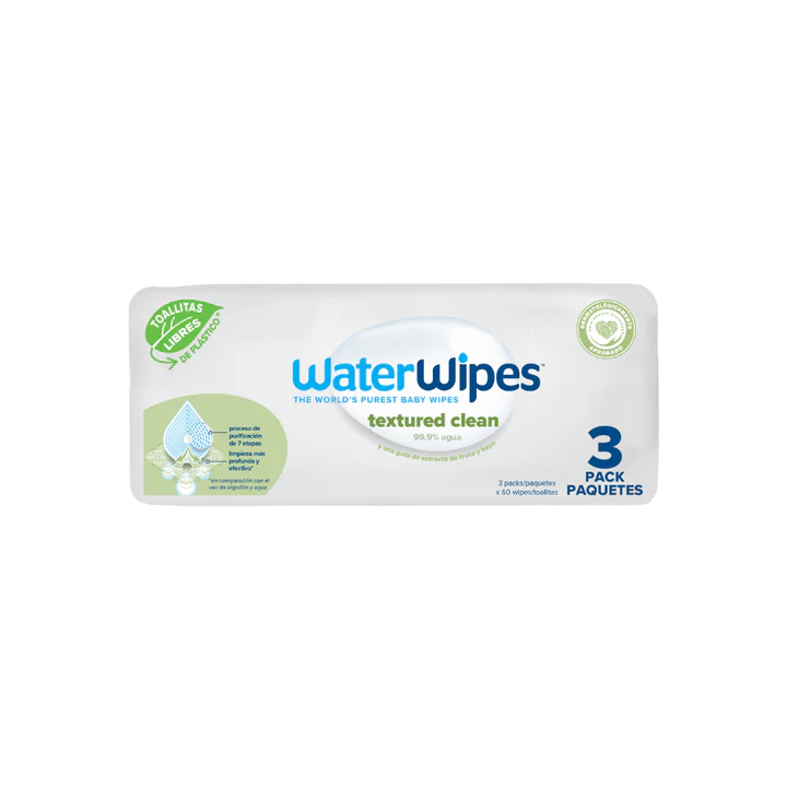TOALLITAS HUMEDAS WATERWIPES TEXTURED CLEAN 3X60 UNIDADES - 3