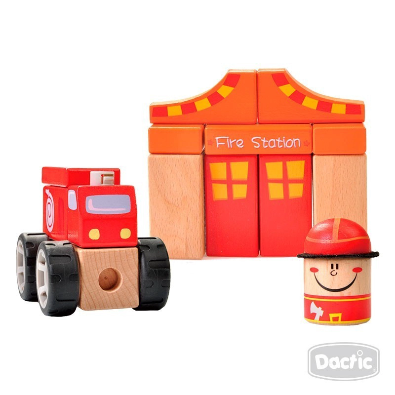 ENCAJE DACTIC MULTICOLOR MADERA ESTACION DE BOMBEROS - 1