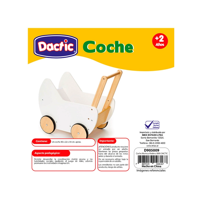 COCHE MUÑECA DACTIC BLANCO MADERA - 3