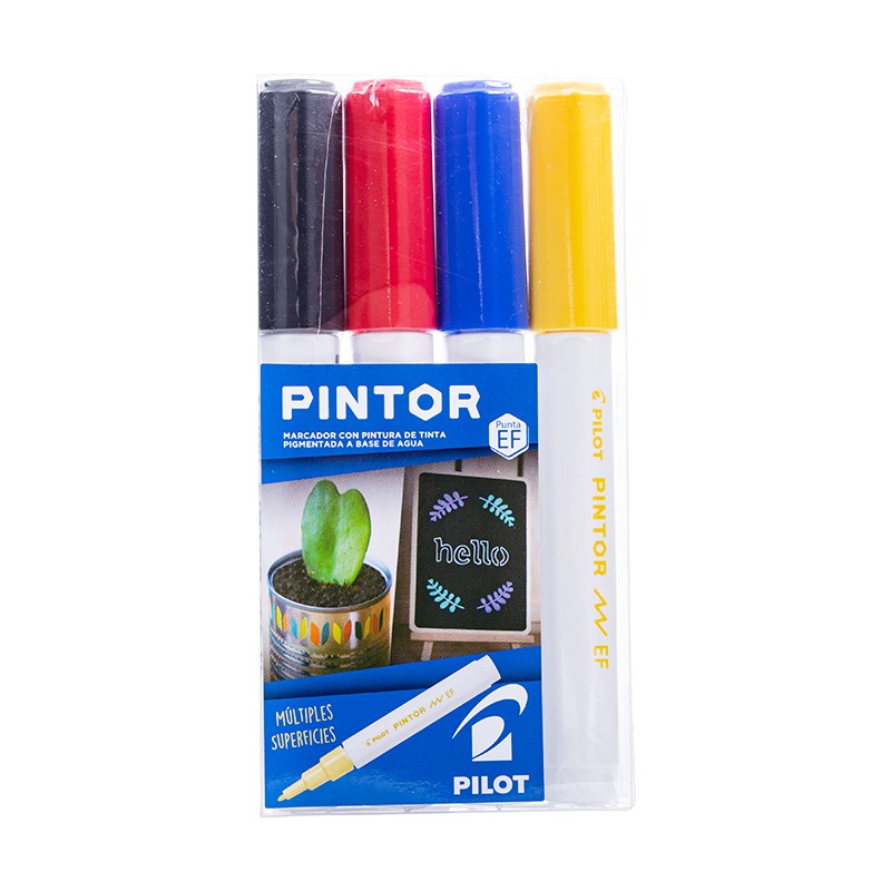 SET PINTOR PILOT NEGRO ROJO AZUL AMARILLO PUNTA EXTRA FINA - 2