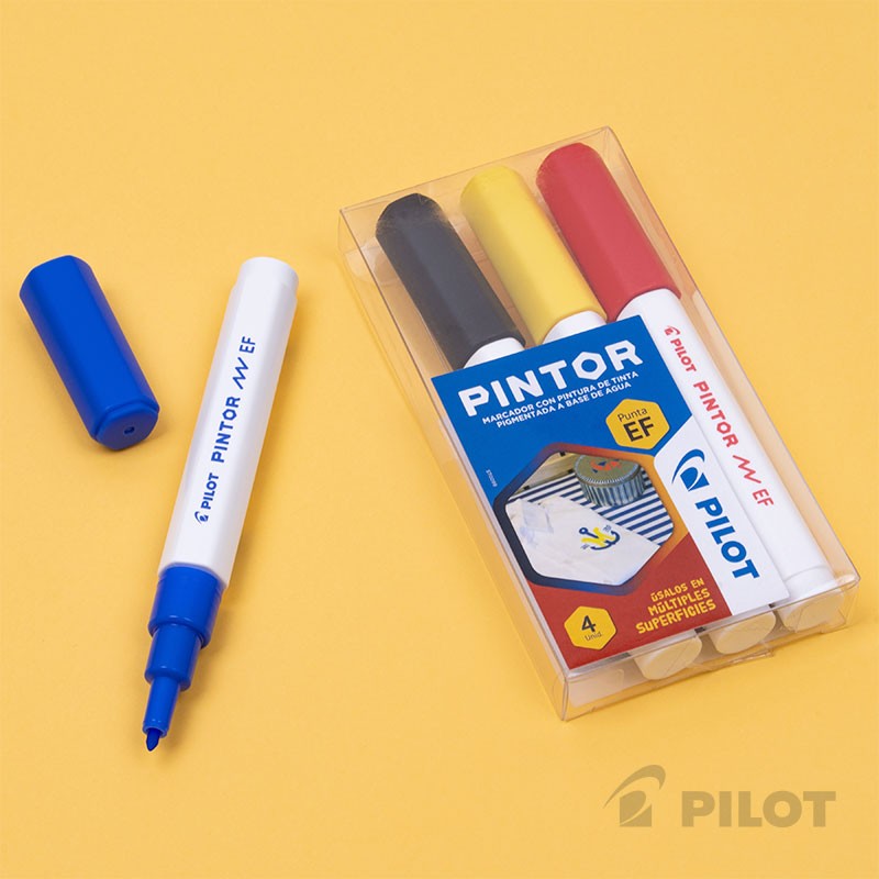 SET PINTOR PILOT NEGRO ROJO AZUL AMARILLO PUNTA EXTRA FINA - 3