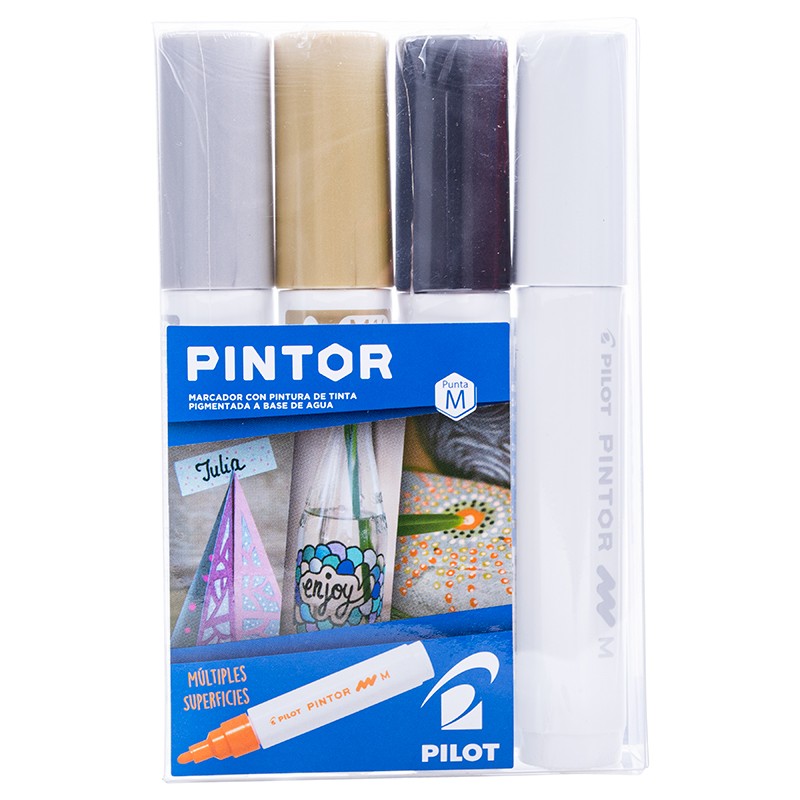 PINTOR SET EN COLOR BLANCO, EN COLOR NEGRO, DORADO, PLATEADO PUNTA MEDIA - 2