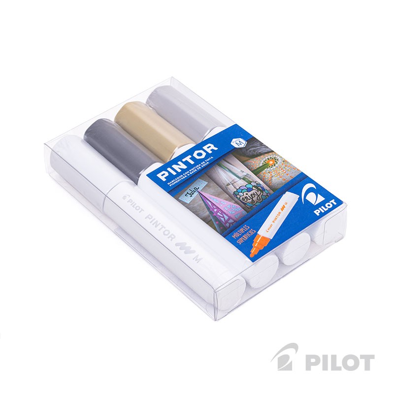 PINTOR SET EN COLOR BLANCO, EN COLOR NEGRO, DORADO, PLATEADO PUNTA MEDIA - 3