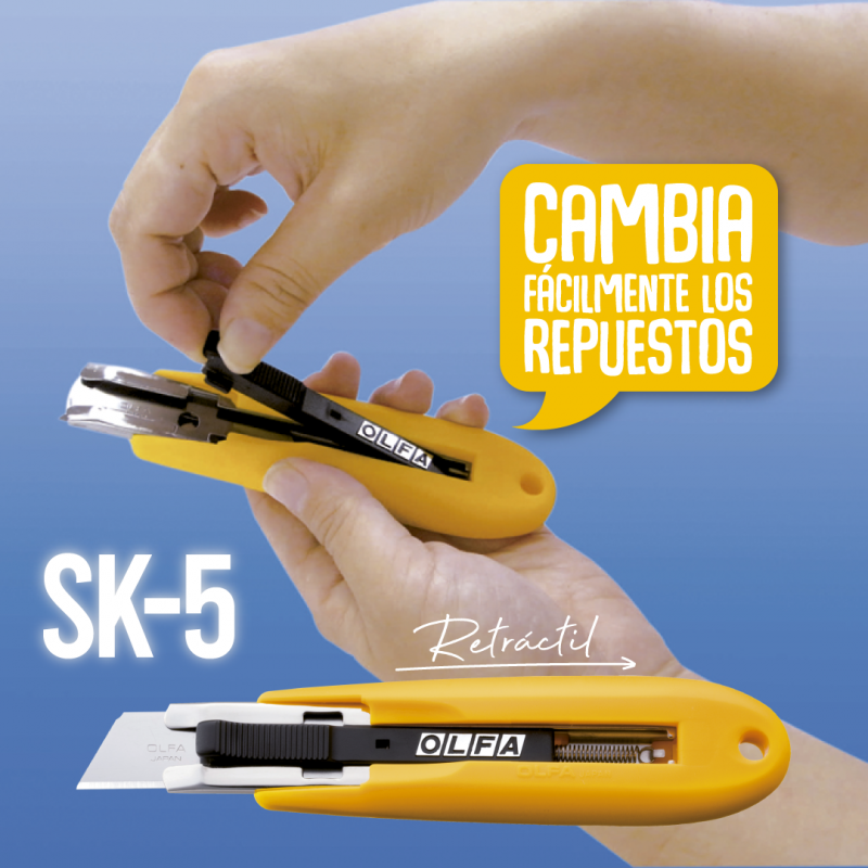 CUCHILLO OLFA SEGURIDAD AUTO-RETRACTIL MANGO ANTIDESLIZANTE SK-5 - 3